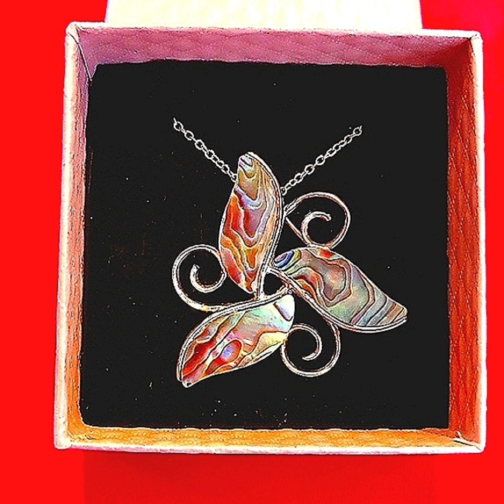 Vintage Sterling Siver & Abalone Brooch/Necklace